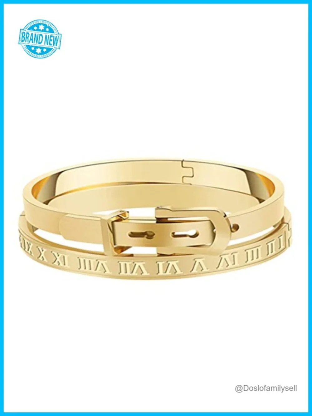Stainless Steel Bangle Bracelet Roman Numeral Engraved Unisex Gift
